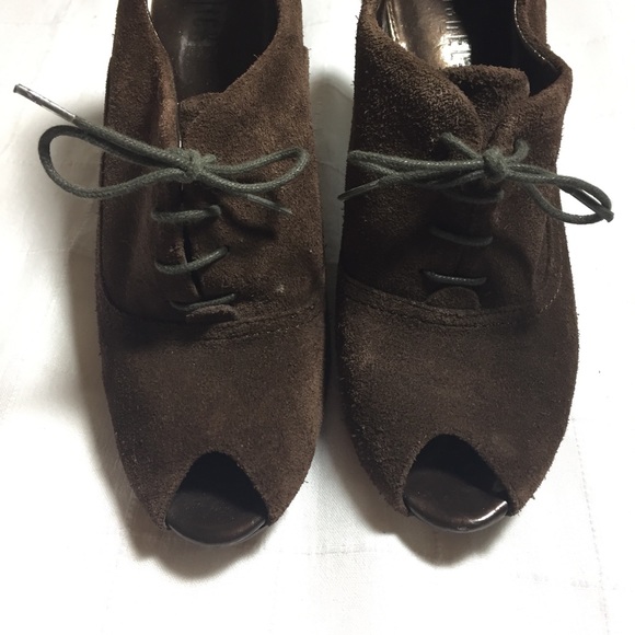 Steampunk Suede chunky open toe shoes 7.5 booties - Picture 3 of 6